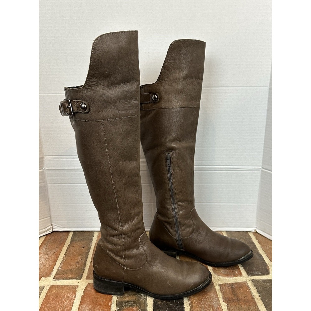 Seychelles Brown Leather‎ Riding Boots Knee High OTK With Fold Women's 7.5